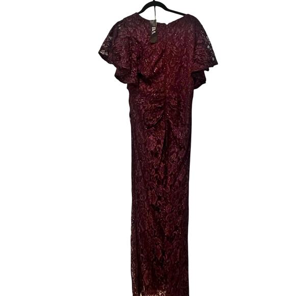 Besty & Adam Women's Eyelash-Lace Flutter-Sleeve Long Dress Size 8 NWT - Picture 5 of 11